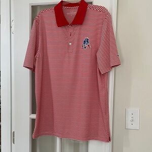 Vineyard Vines New England Patriots Red and White Striped Polo Shirt